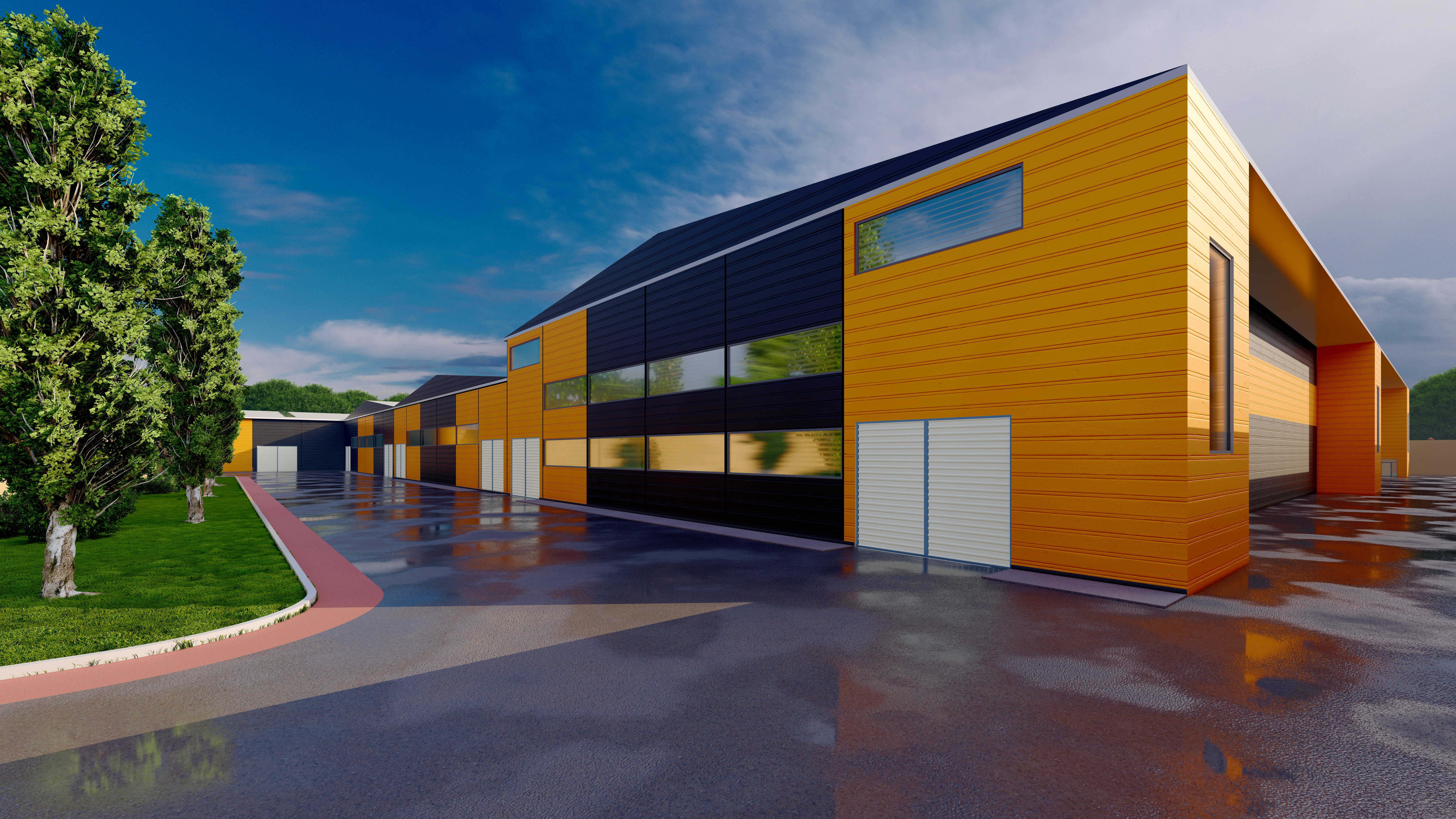 Архитектурный рендер текстильного производственного комплекса Газалкент