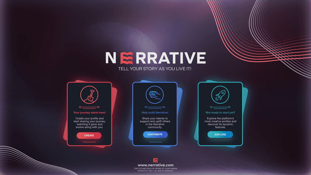 Interface design of the Nerrative platform showcasing user-friendly layout and visual elements