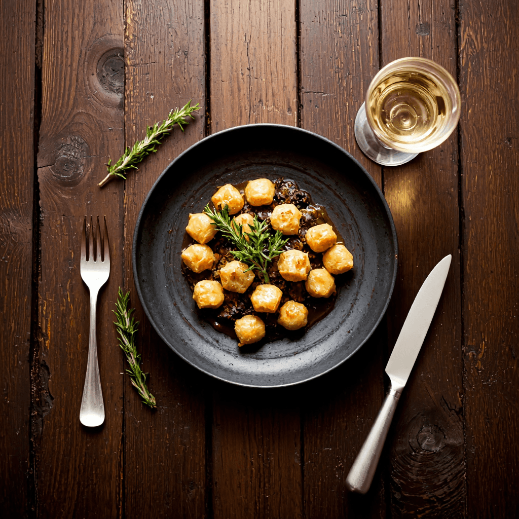 product photography of Gourmet food dish