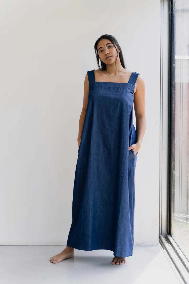 A-line Denim Long Dress
