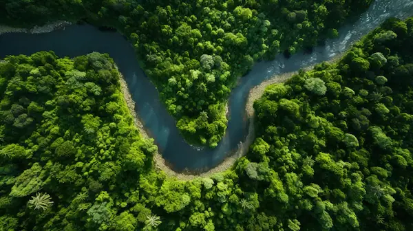 Meandro de rio desde plano cenital