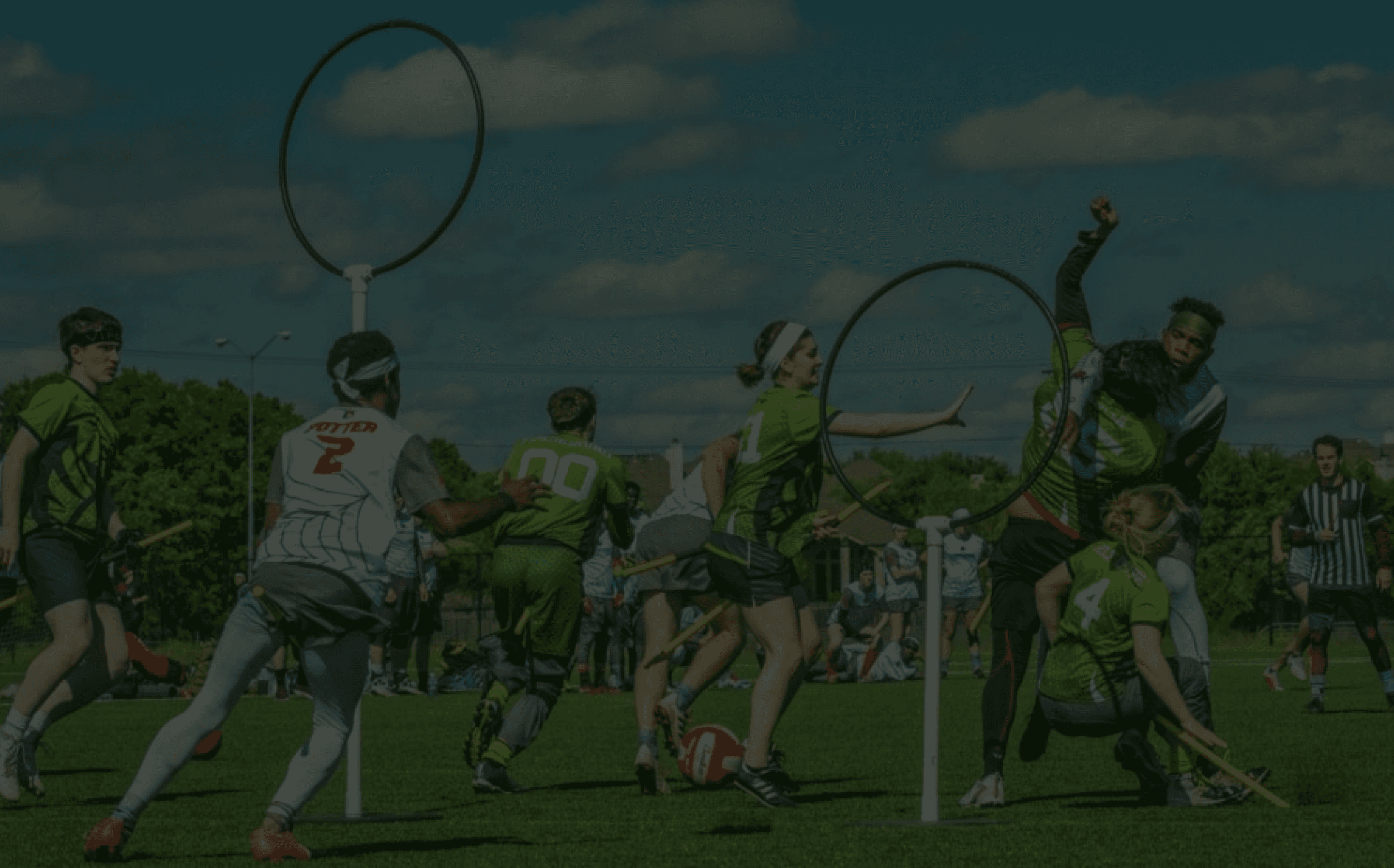 The Silicon Valley Vipers playing defense during a game on a cloudy day