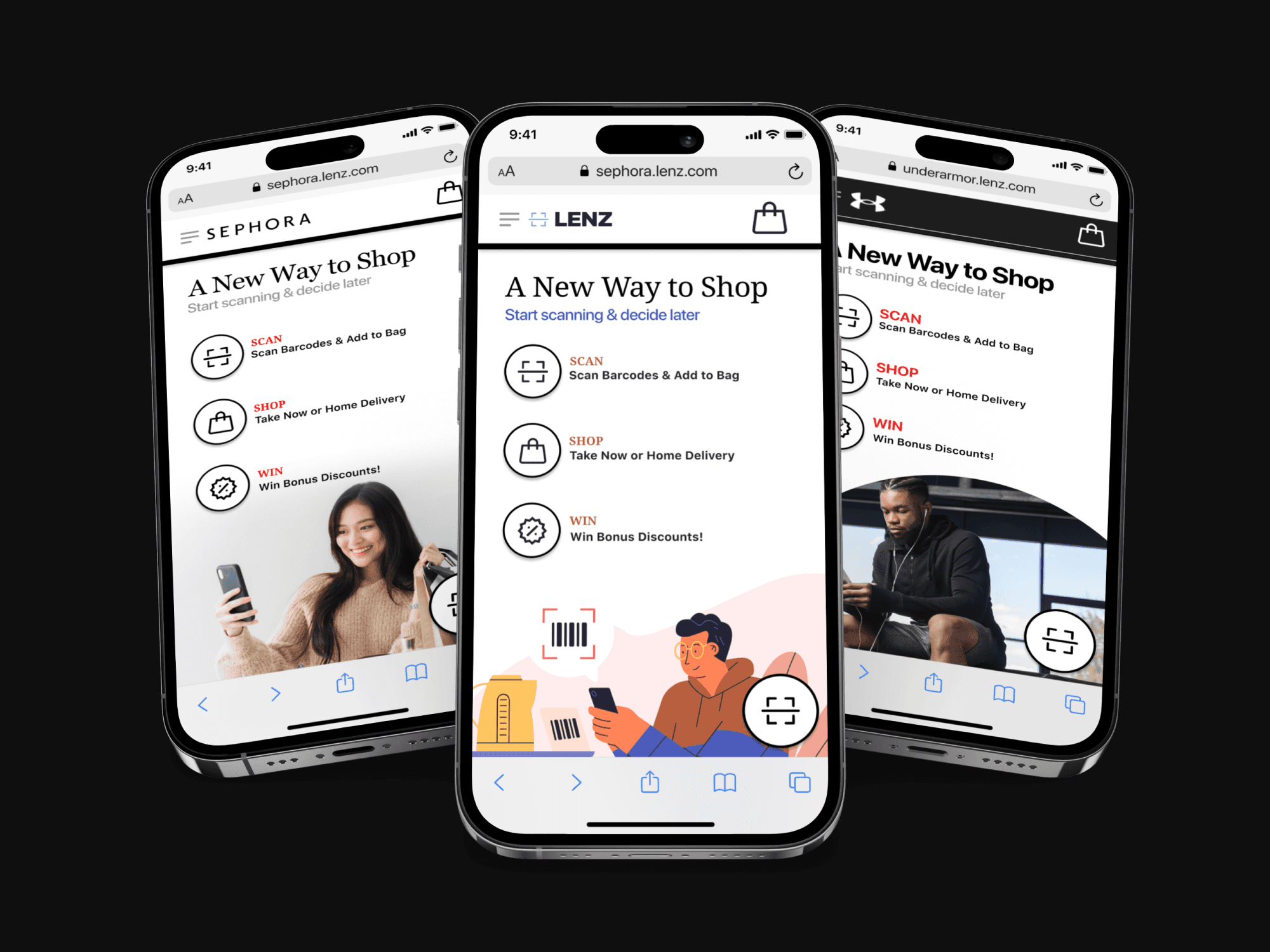 Scan homepage whitelabel examples - Sephora, Underamor