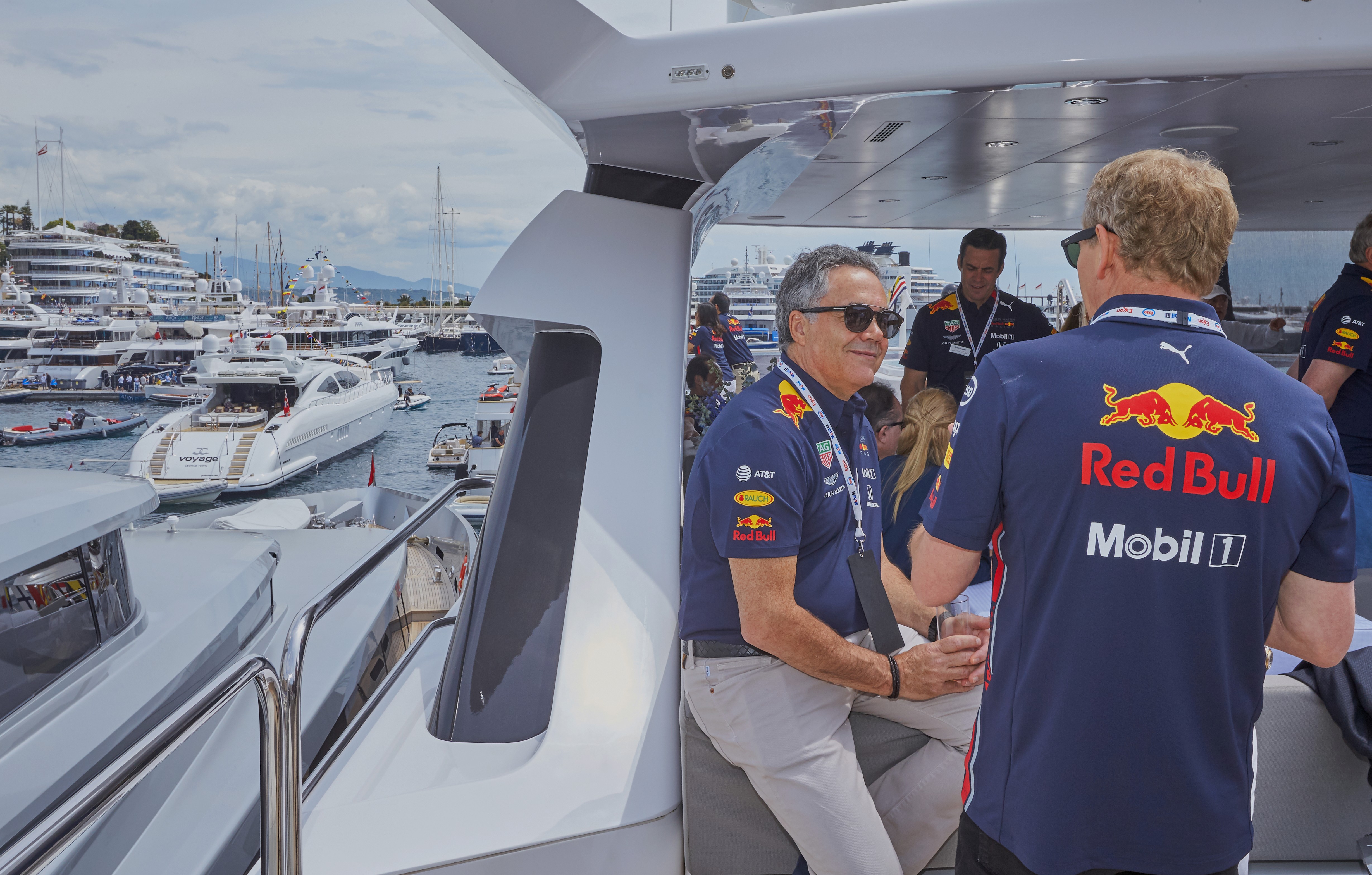 VIP guests on superyacht ExxonMobil event at the Monaco Grand Prix Formula 1 – London event photography by Paul Severn.