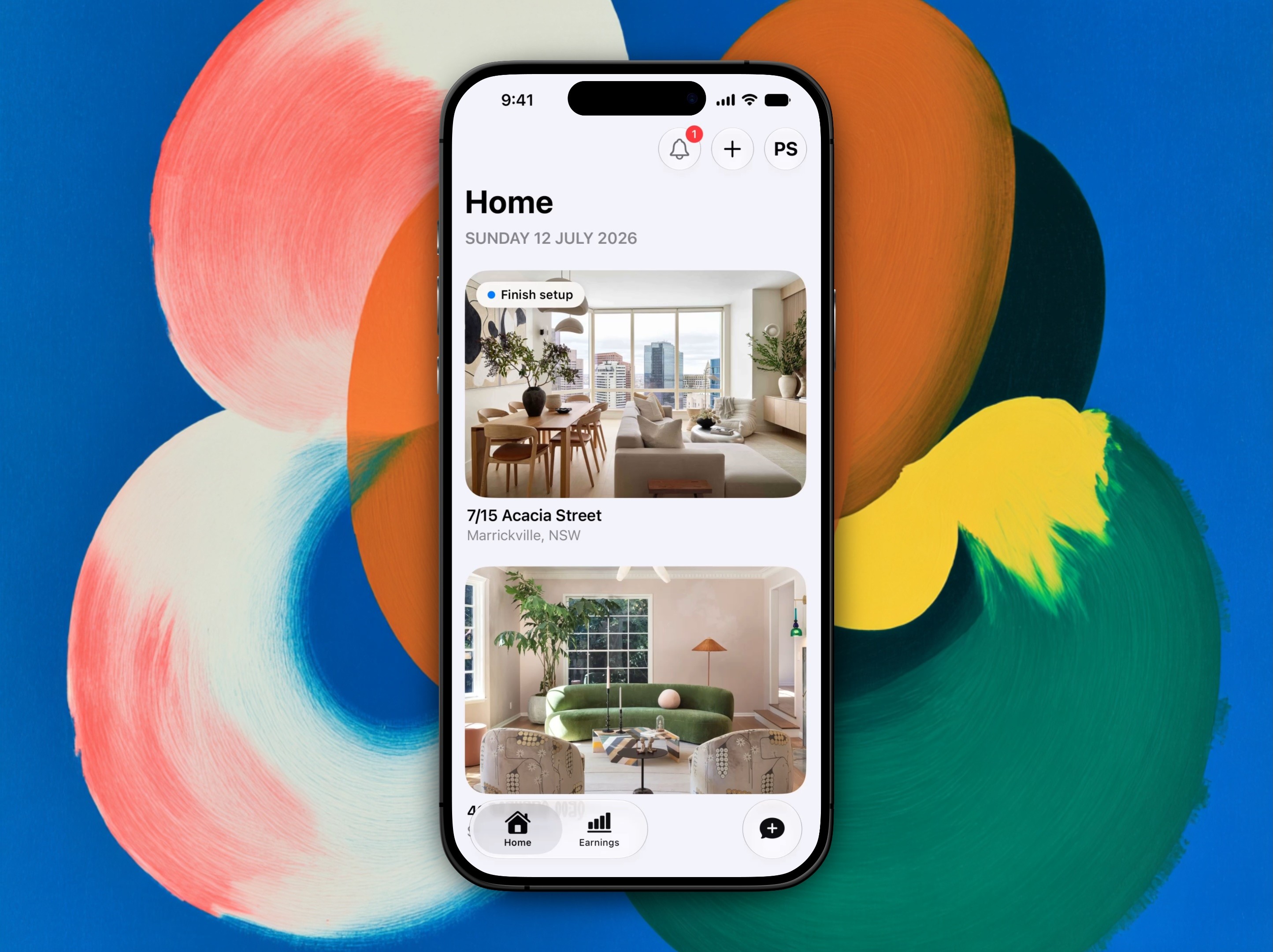 The Propero home screen with more than one rental property, which is a Pro feature.