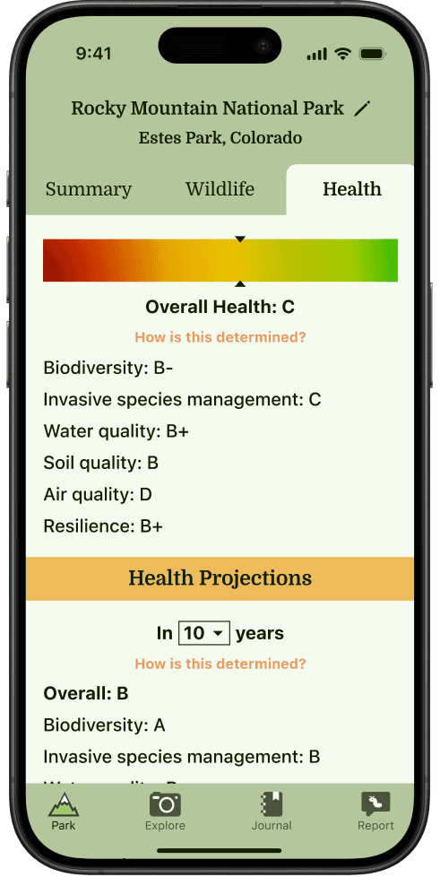 hifi screen: health tab