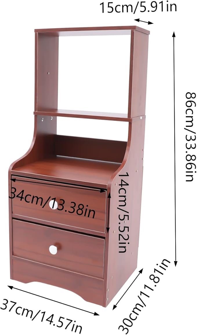 Elegant burgundy nightstand with ample storage space and a timeless design.