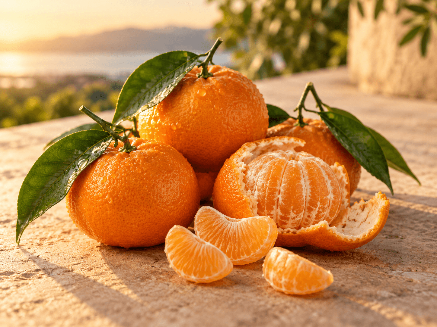 Fresh mandarins with leaves