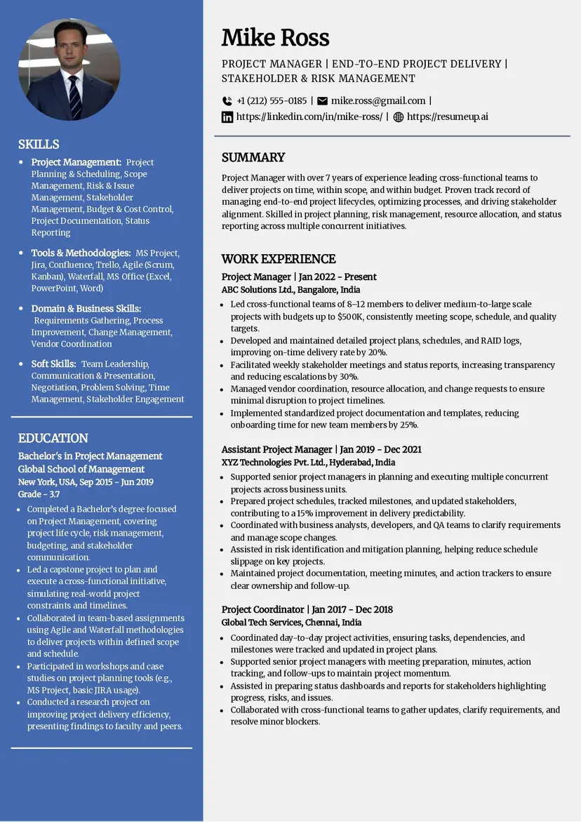 Innovative resume template - two column with photo