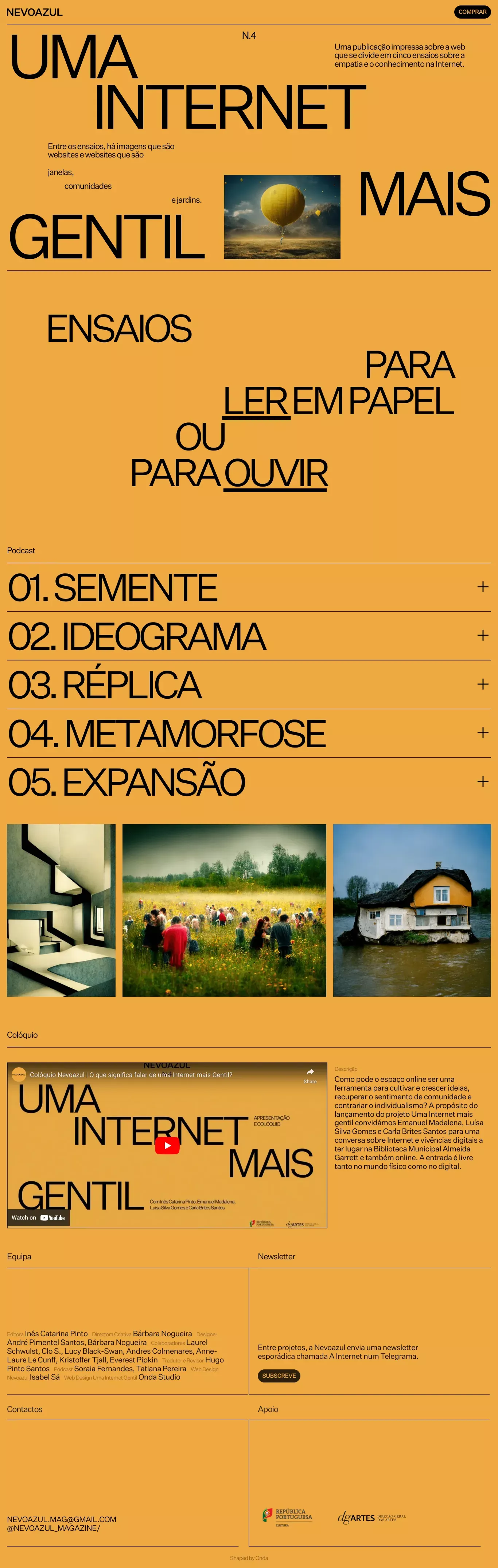 Nevoazul blog page screenshot showcasing News and Writing design