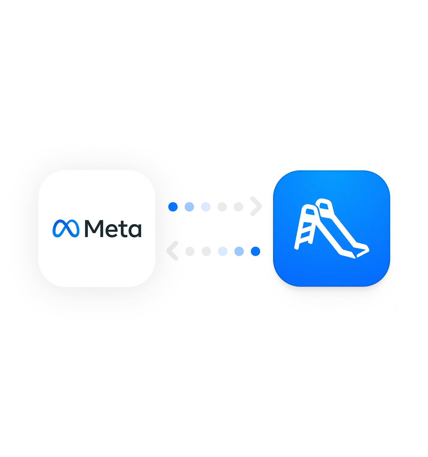 Two app icons with arrows pointing to each other