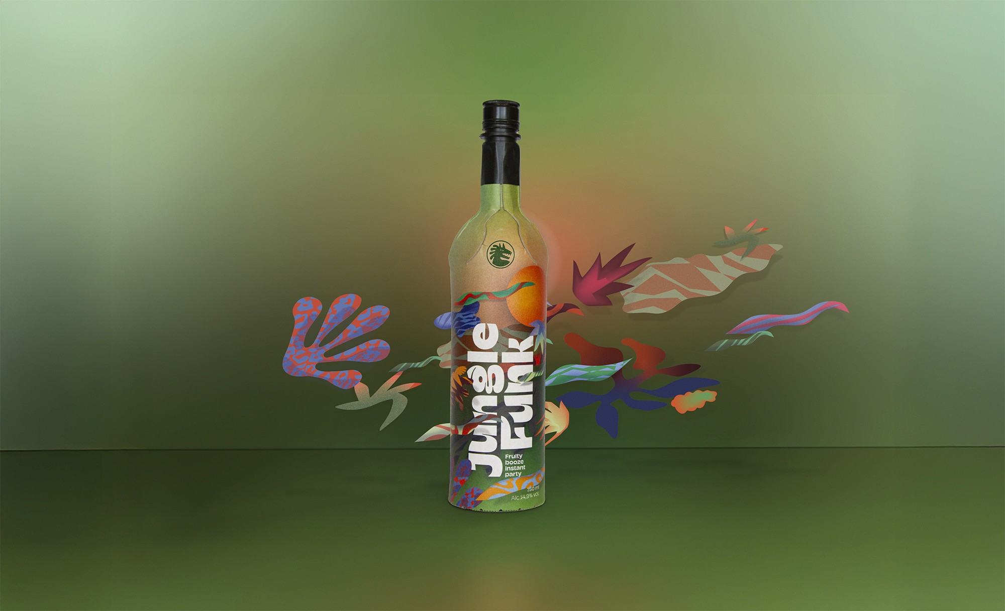 Grafisch ontwerp Jungle Funk fles