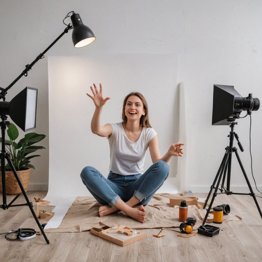 woman doing at home product photography