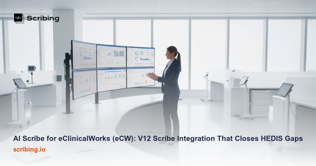 AI scribe integration with eClinicalWorks V12 Scribe Module for real-time HEDIS gap closure in clinical documentation