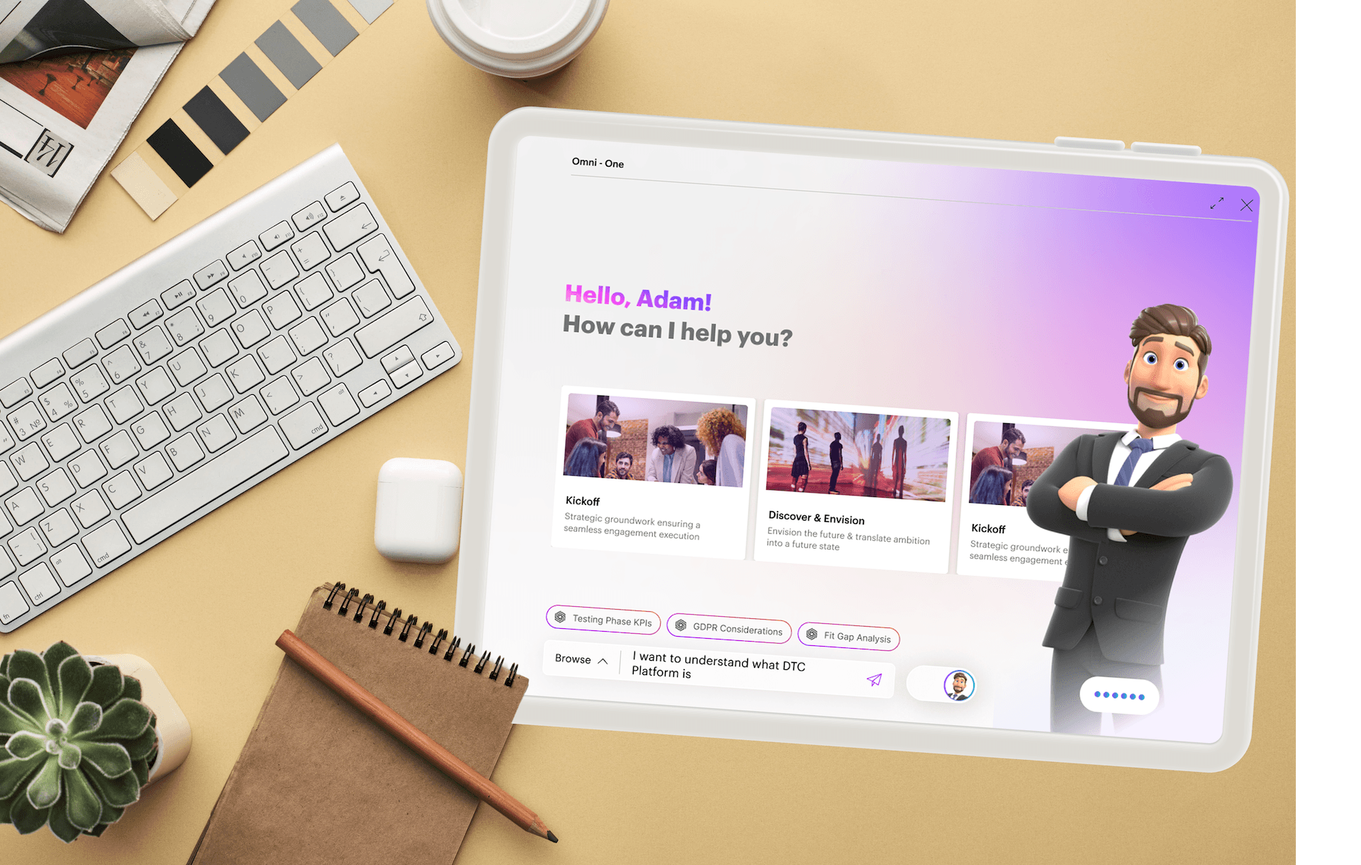 A mockup of a Macbook on a sofa