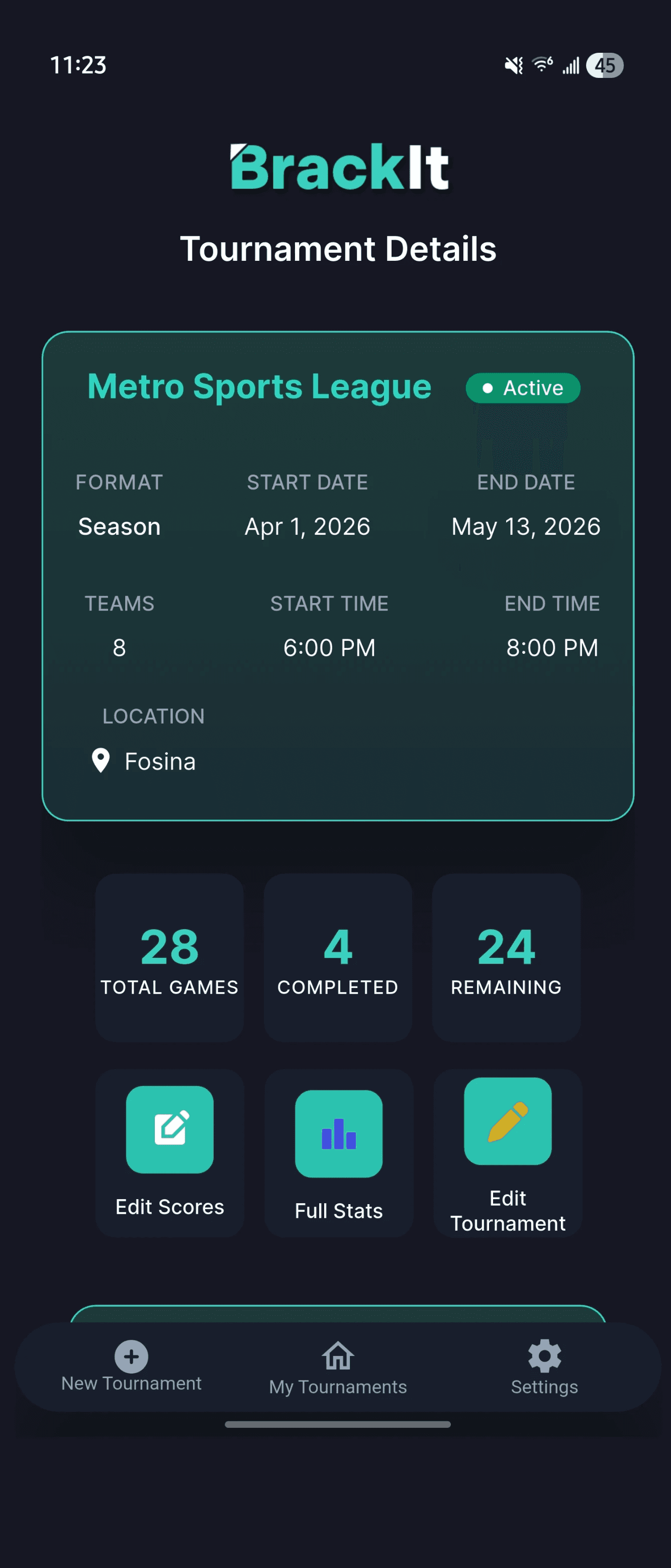 BrackIt tournament bracket app on iPhone