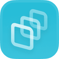 Blue icon representing the app, consisting of three squares aligned together.