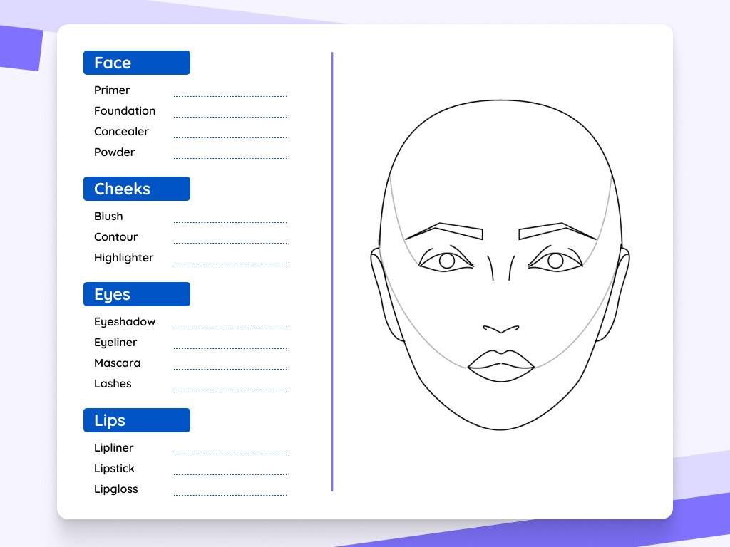 Makeup template printable preview
