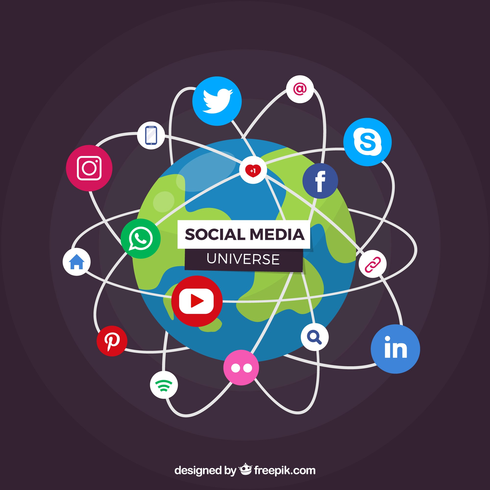 A colorful representation of the social media universe, displaying an array of popular social media icons in a cohesive design.