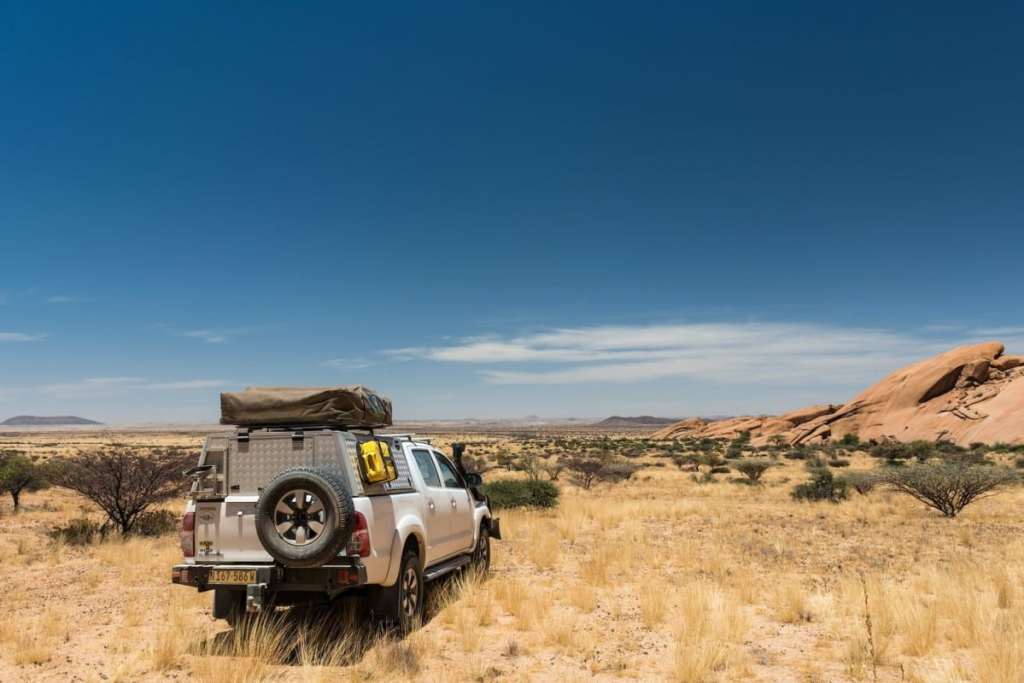 Off road vehicle for road trip in Namibia