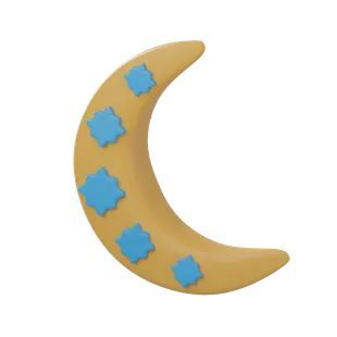 Free 3D crescent moon icon for Ramadan