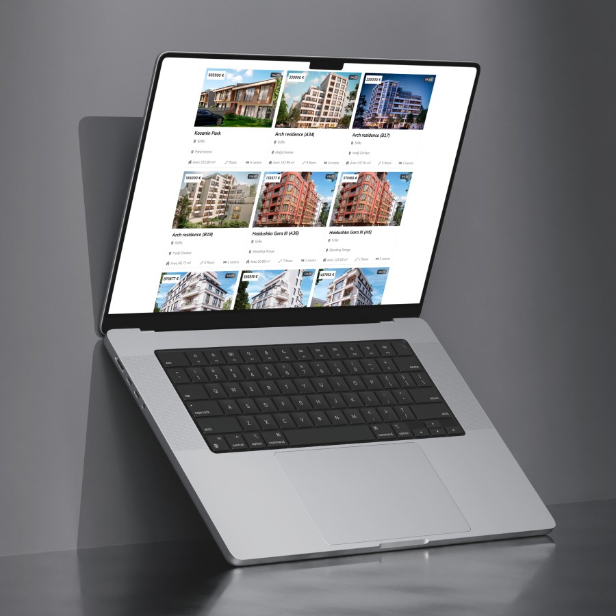 Real estate platform displaying residential property listings