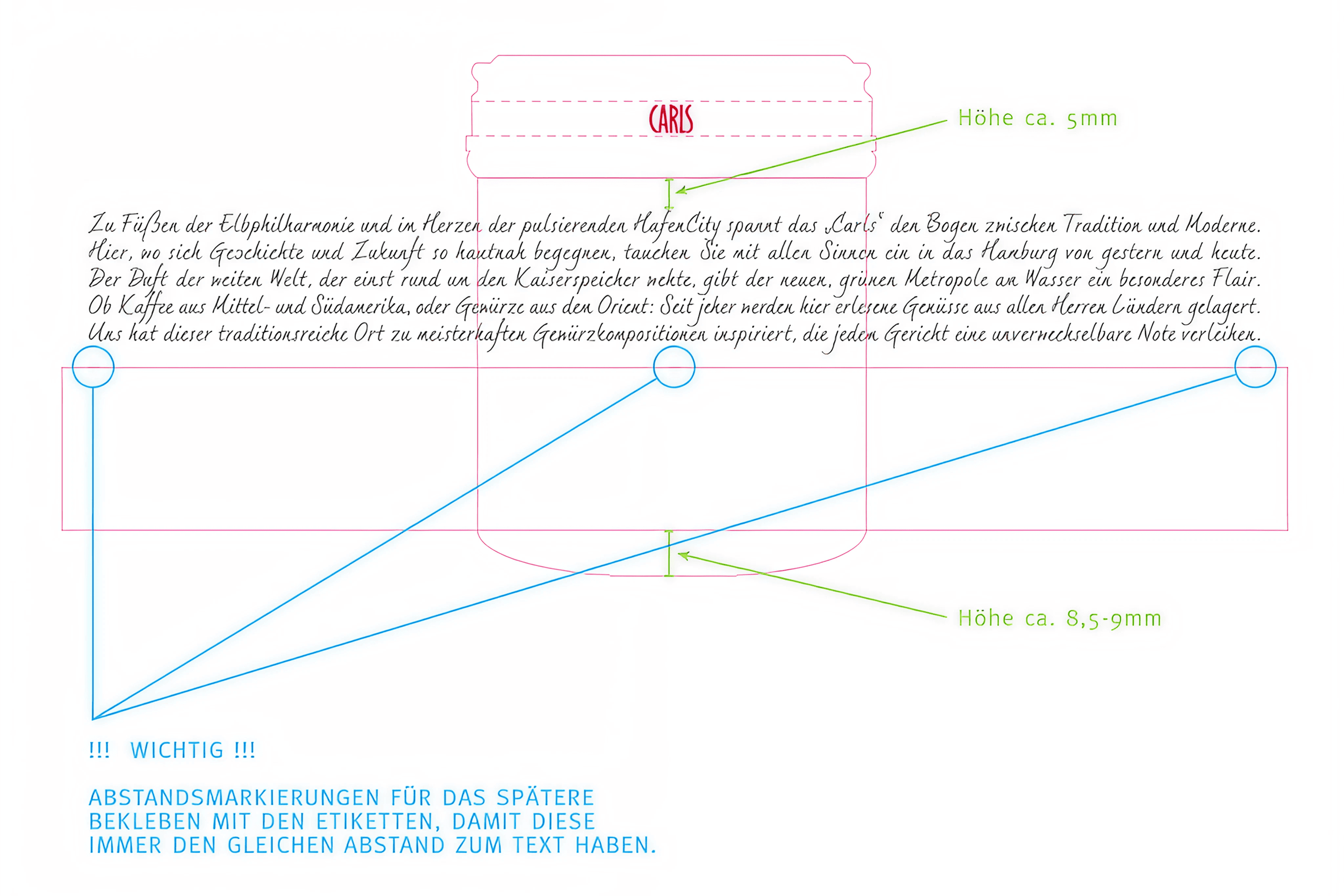 CARLS label with dimensions and text.