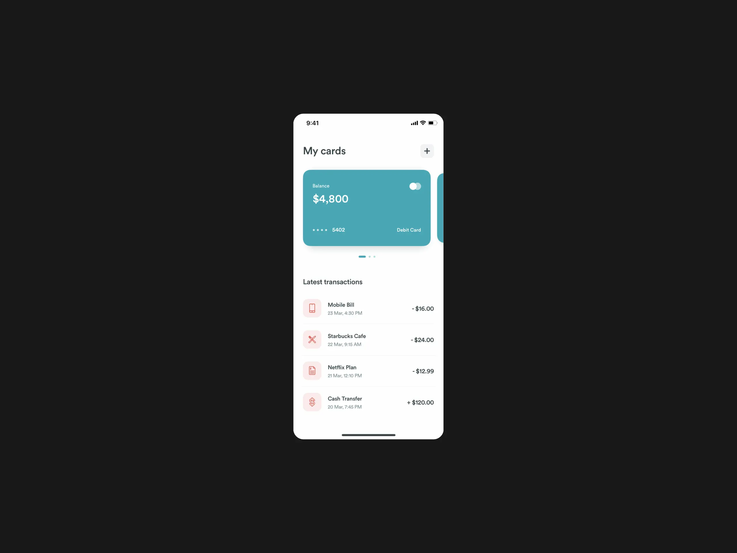 A screenshot of the app's home page