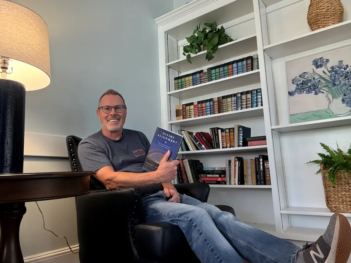 A quiet moment in the old library — searching for peace, one small thought at a time.