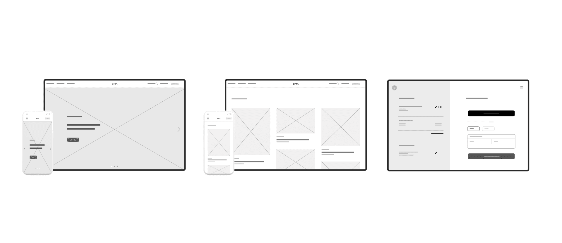 Budapest Museum of Arts website wireframes