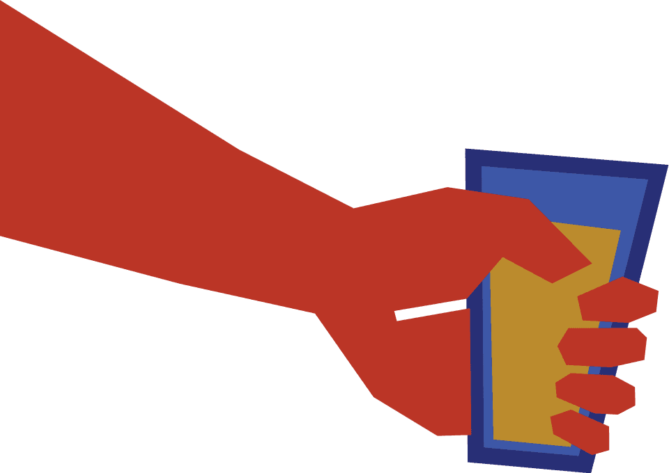 Illustration of hand holding pint glass