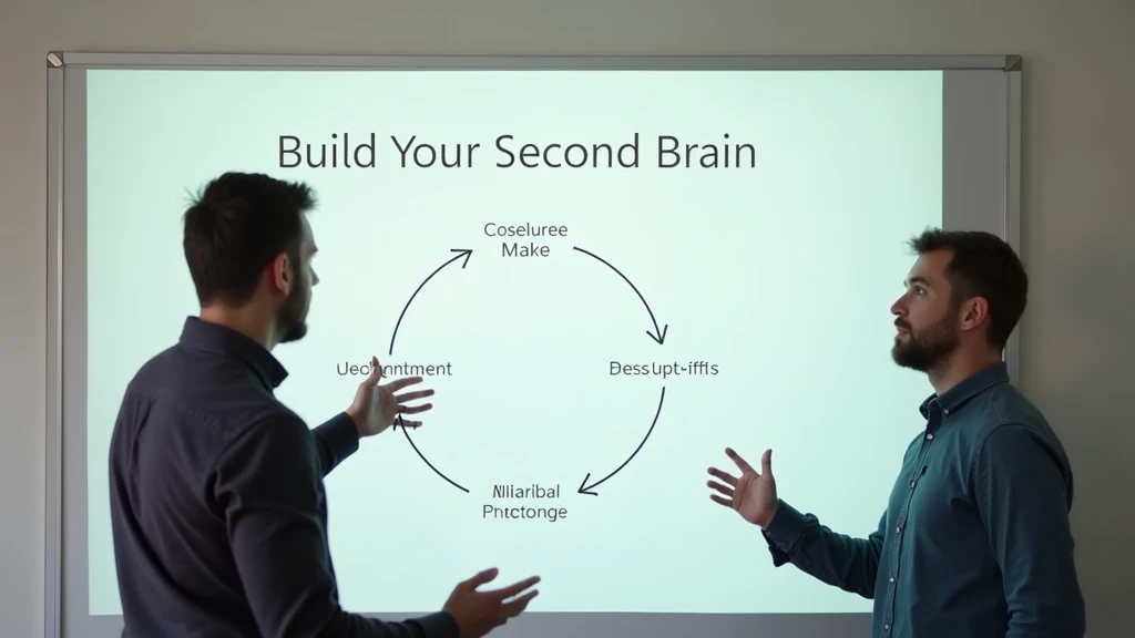 A diagram showing the cyclical process of capturing, organizing, and reviewing information in a Second Brain