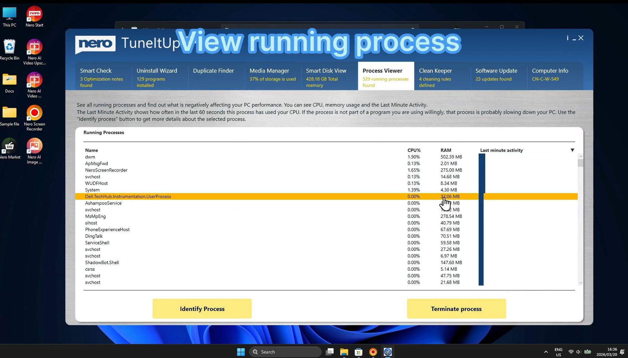 Nero TuneItUp - Process Viewer