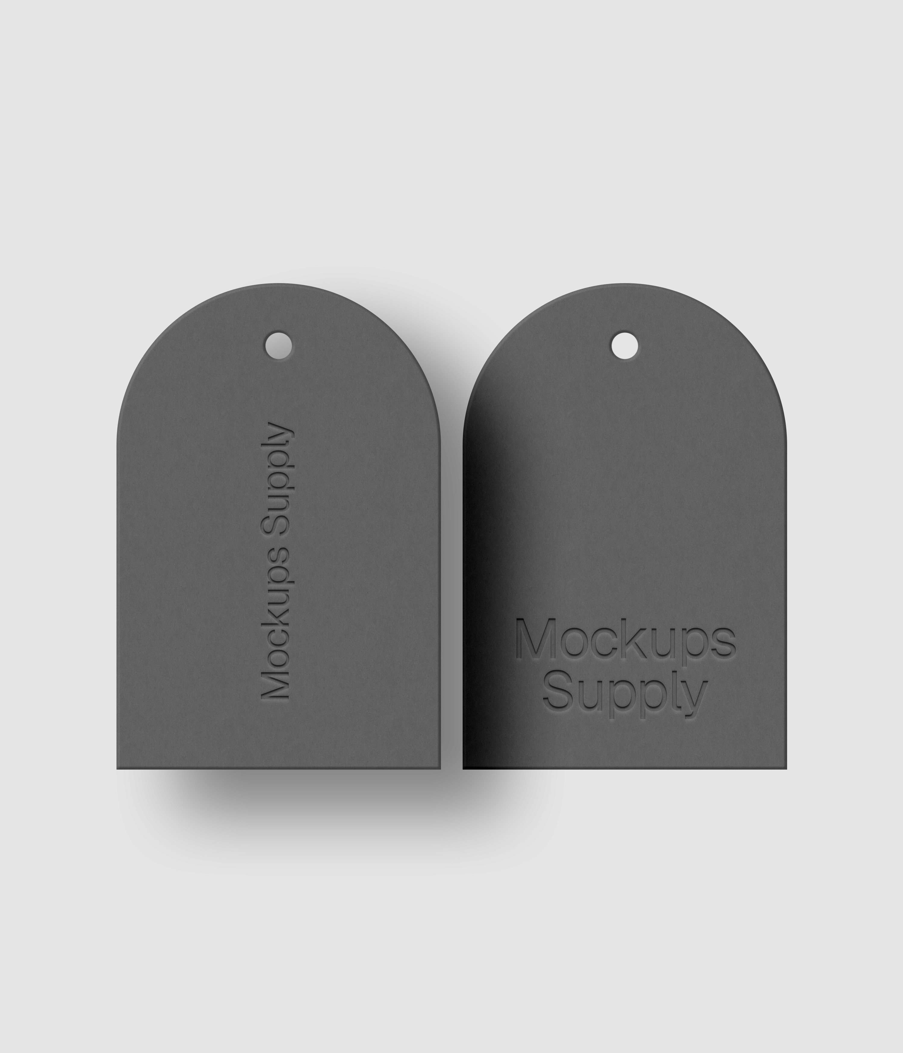 Arched cloth tag mockup, front view for Photoshop download PSD