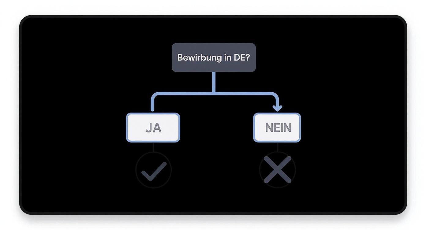 Ein Flussdiagramm, das fragt: 