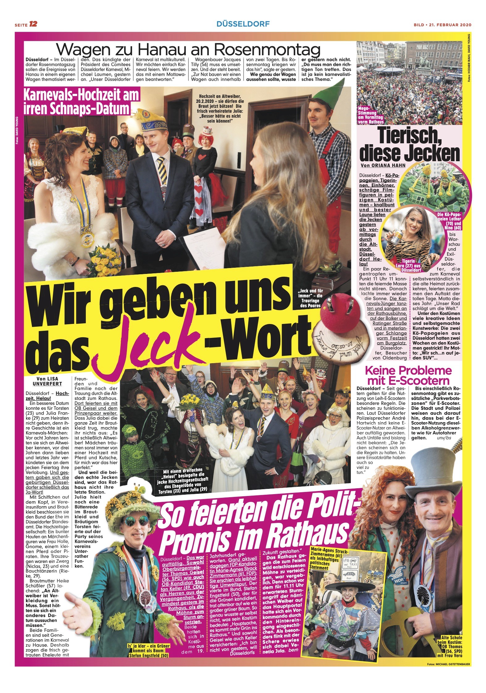 Zeitungsseite zum Düsseldorfer Karneval 2020
