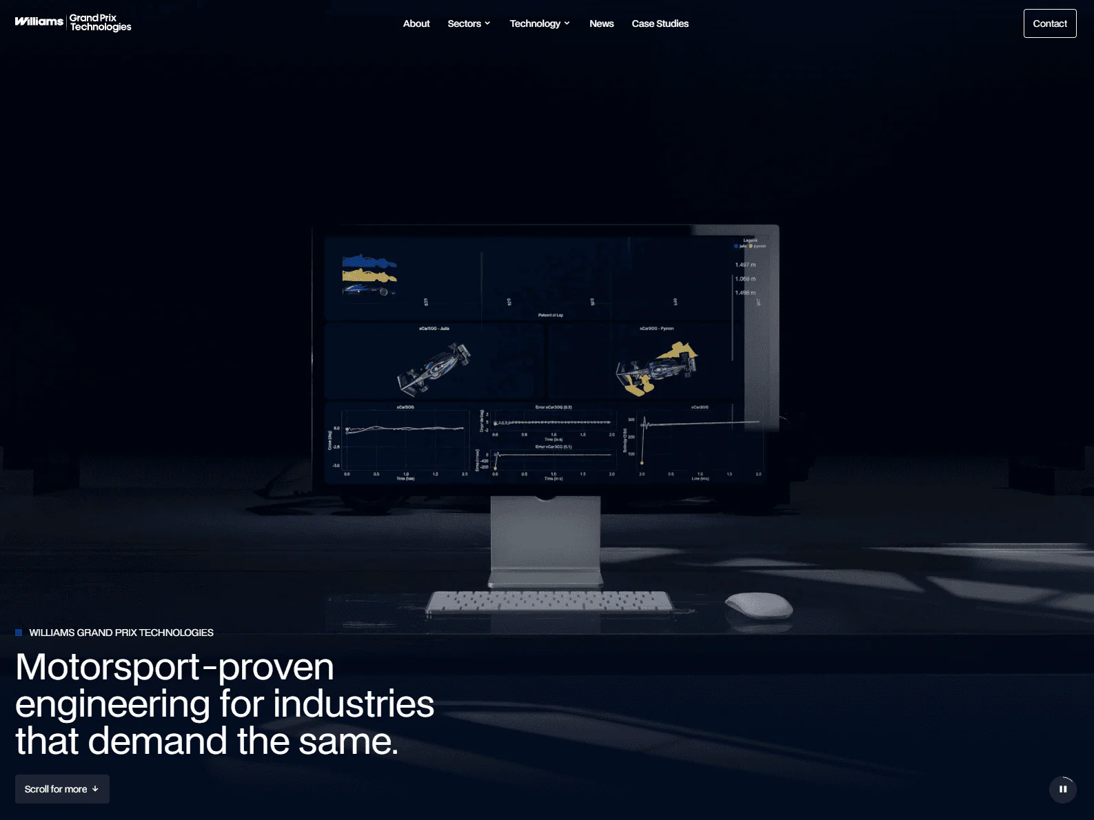 Williams GP Technologies website design, manufacturing example