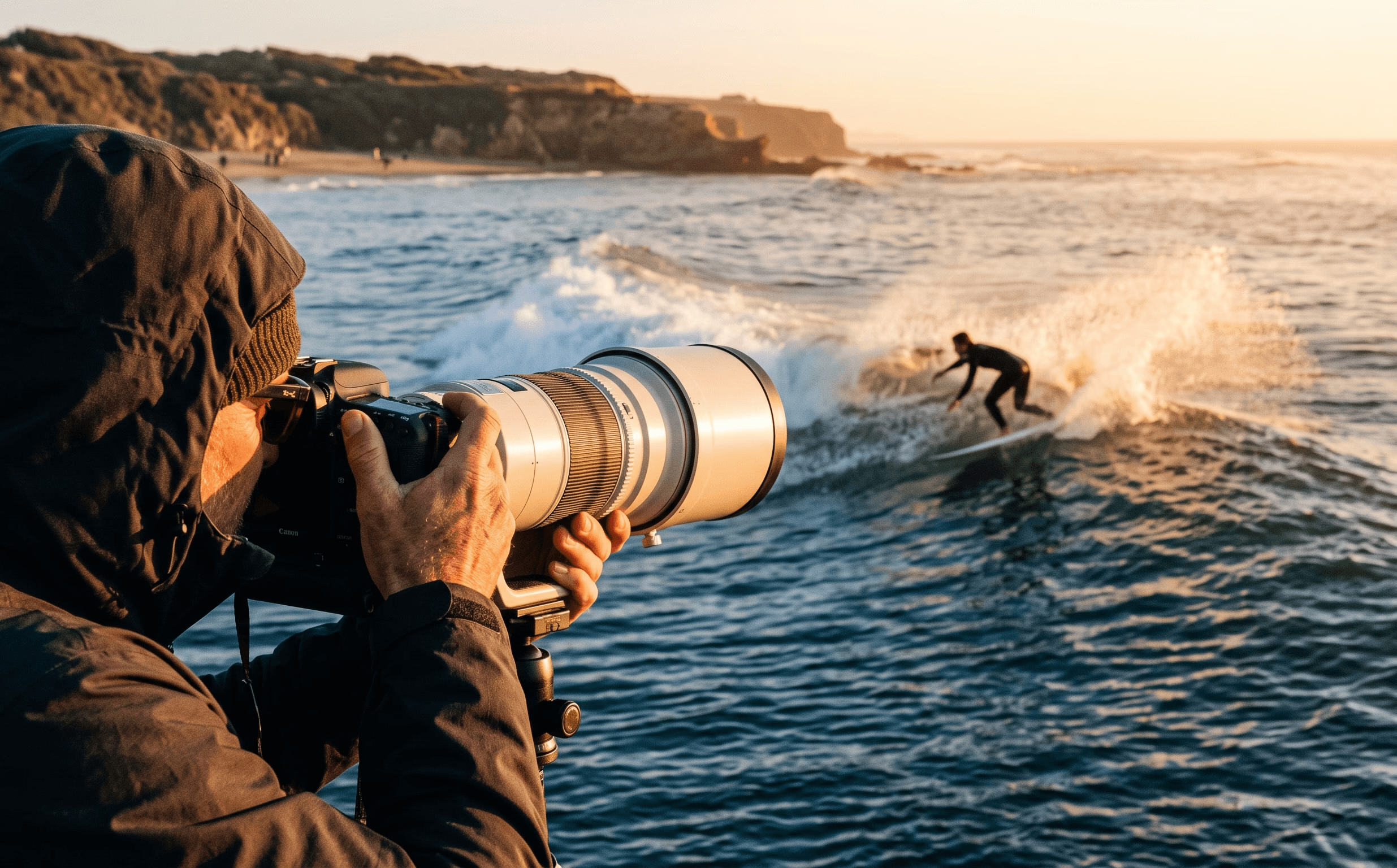 surf photographer capturing a surfer on a wave