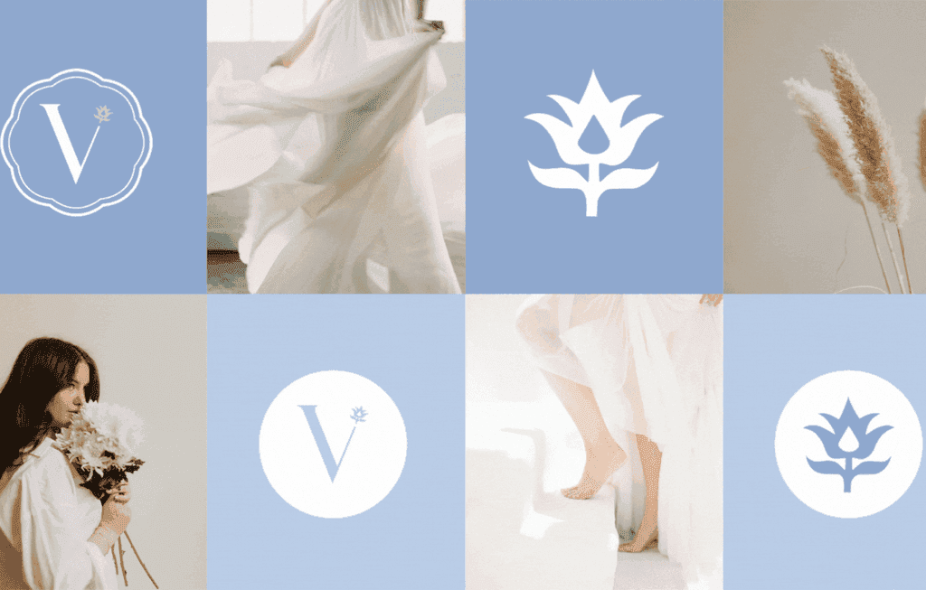 Minimalist brand board showing cohesive logo design, colors, and visual identity elements for professional branding.