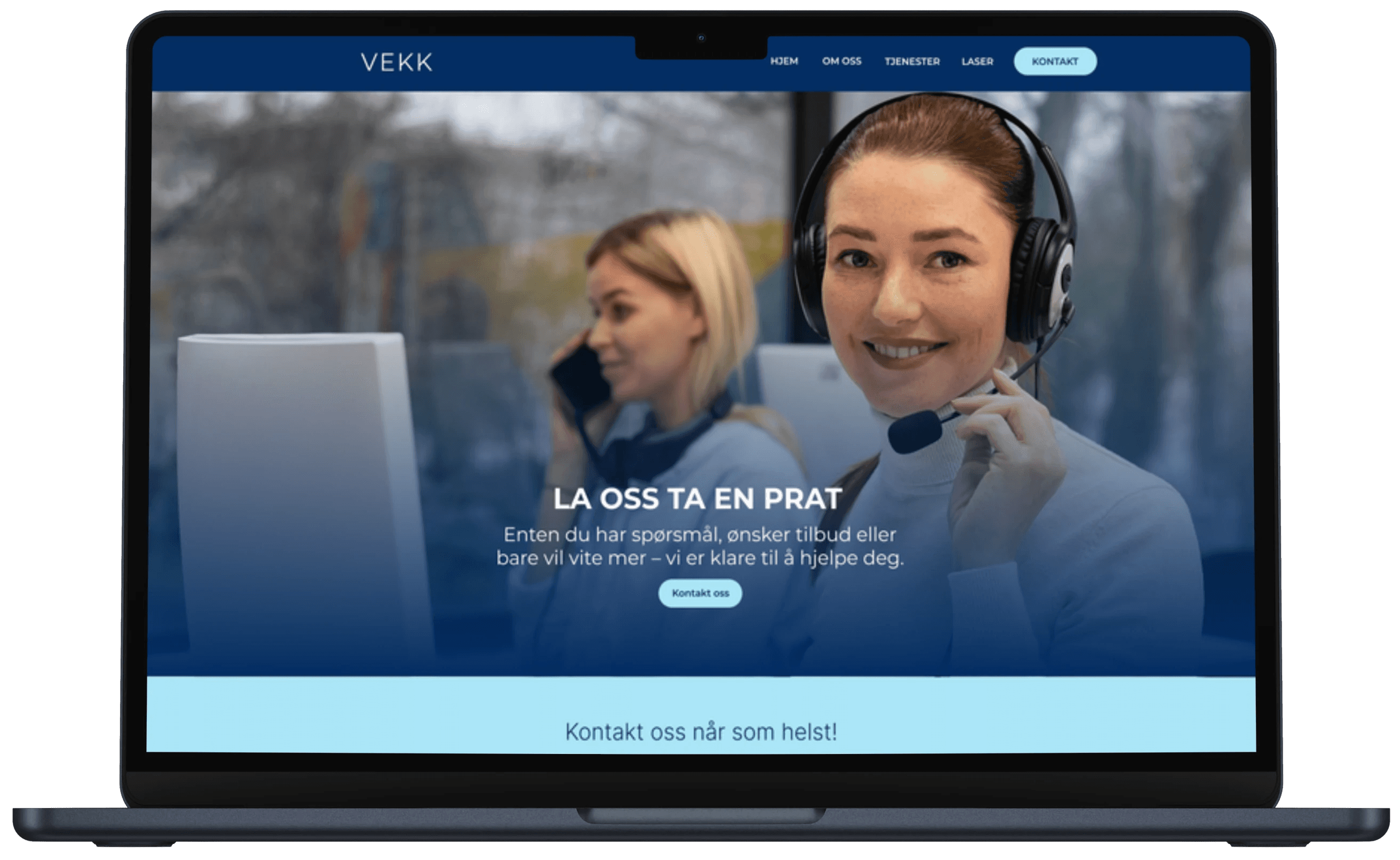 Nettside laget for Vekk.no – moderne, profesjonell og responsiv webdesign laget av Sideklikk