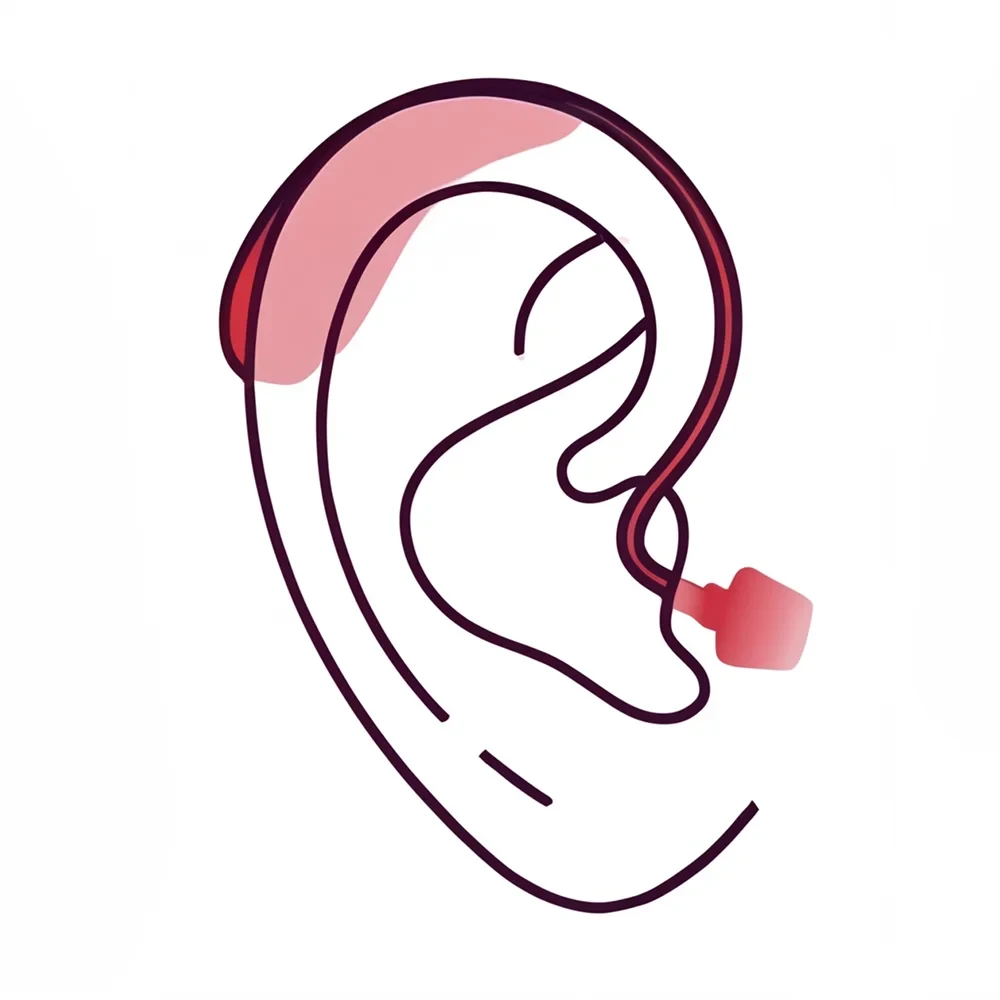 Close-up of a human ear with short hair in the background, focusing on the ear's shape and texture.