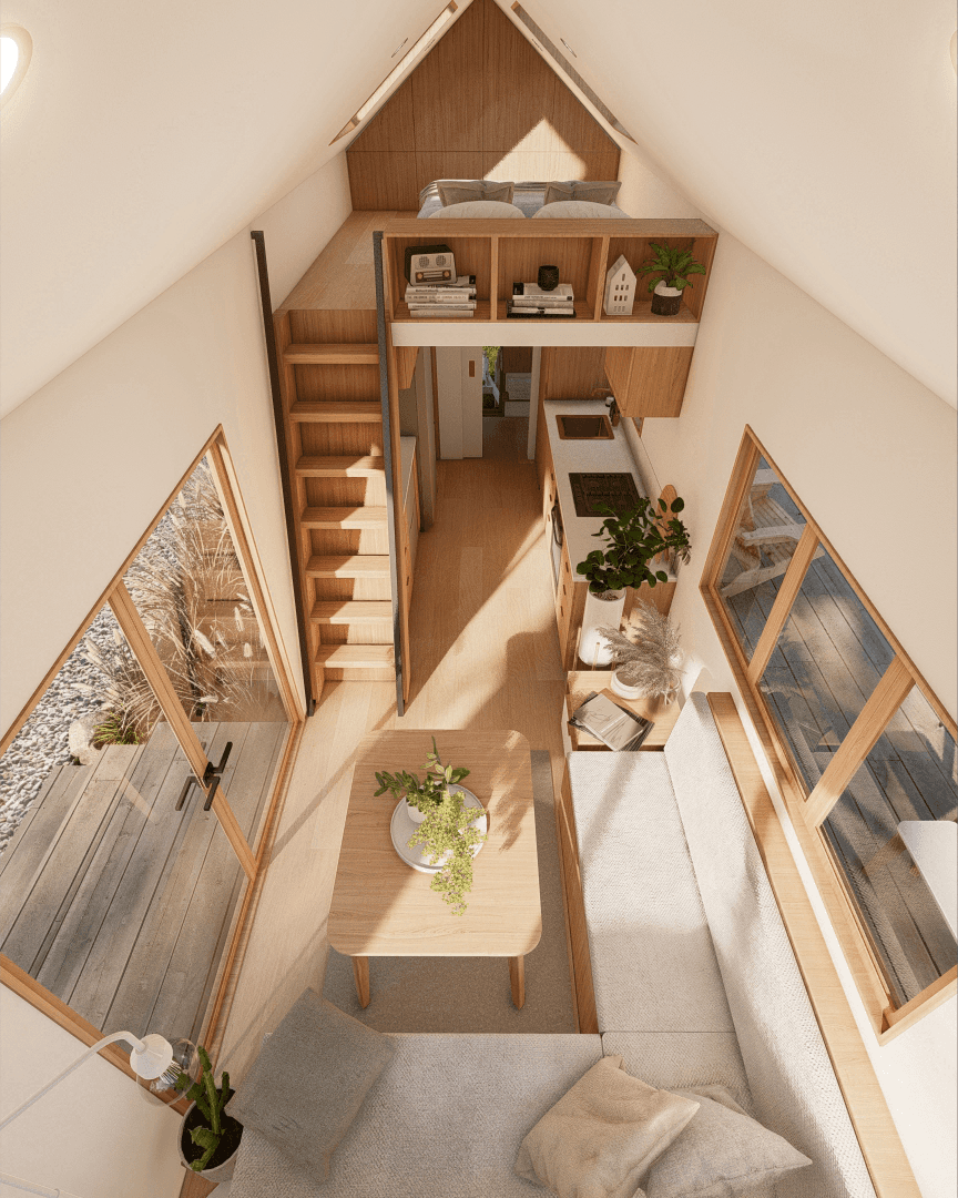 Nordic House 7m/24ft Open plan living room tiny house