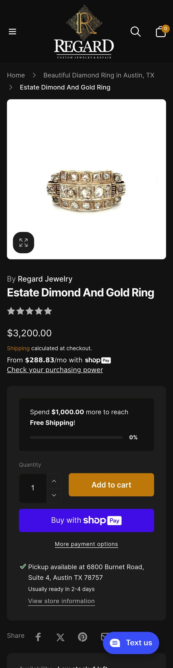Jewelry product options include: ring for Estate Dimond And Gold Ring from Regard Jewelry.