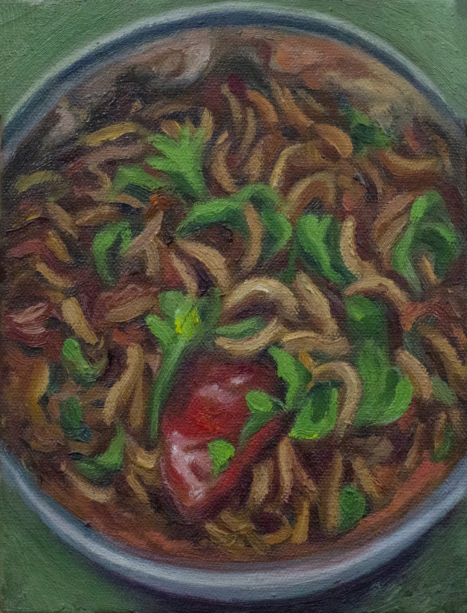 red and white abstract painting