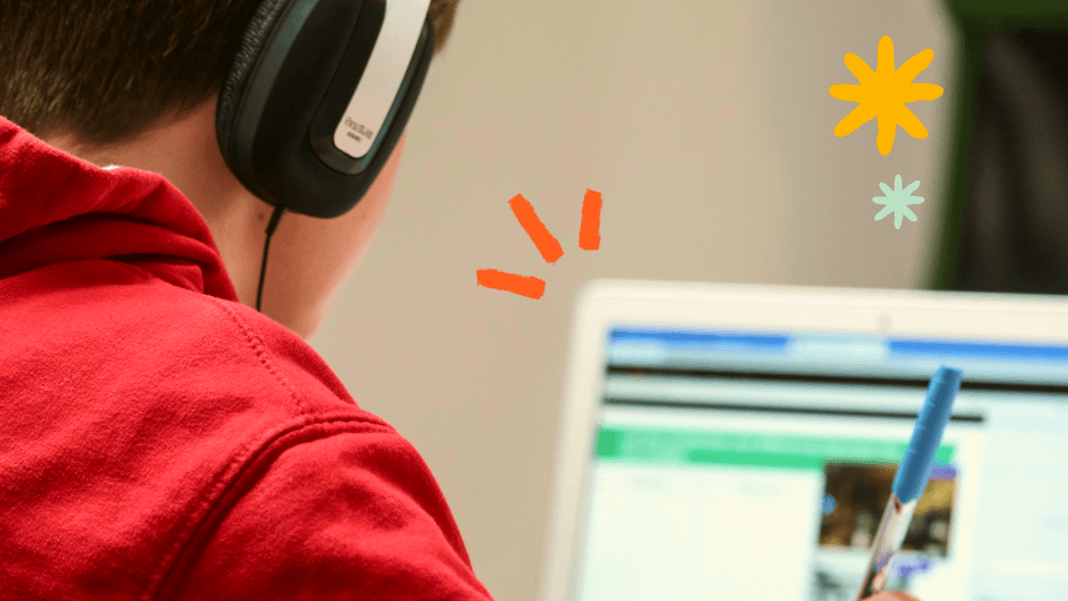 Image of student learning remotely in front of computer