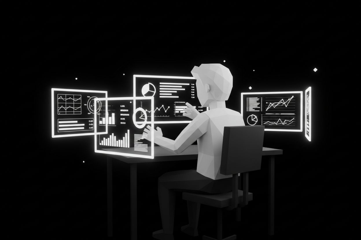 A marketer reviewing ad results on multiple screens