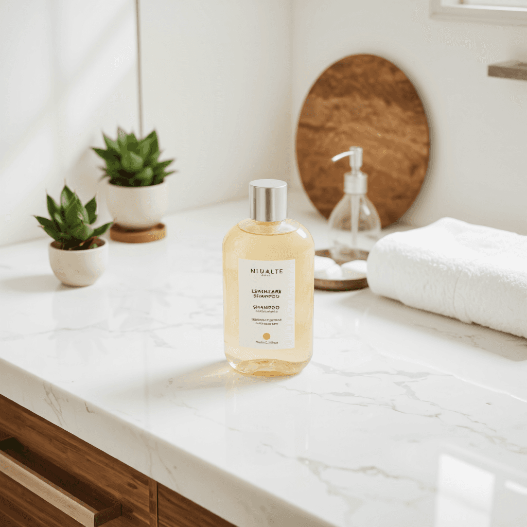 product photography of bottle of shampoo