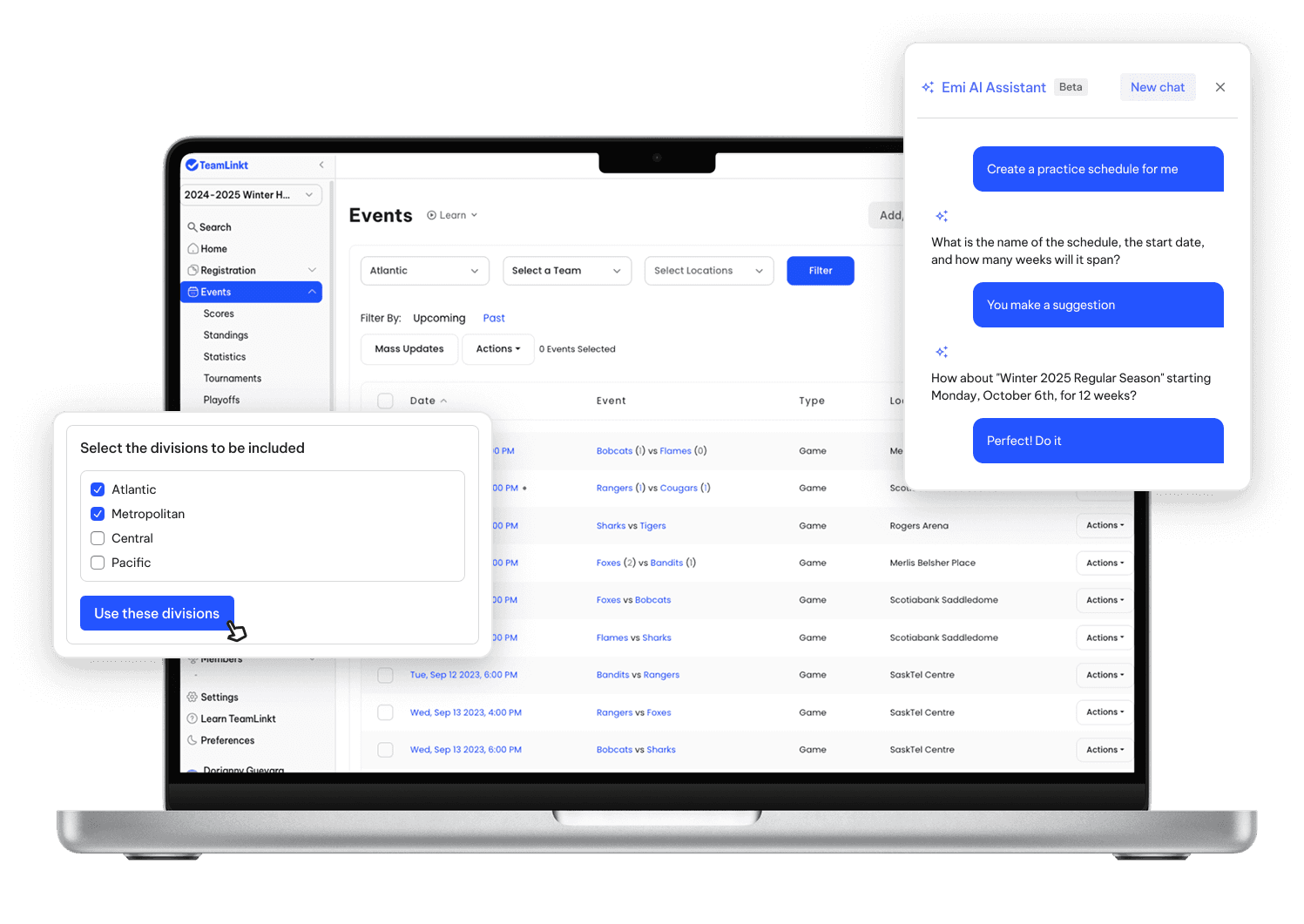 TeamLinkt's Hockey Schedule AI Generator