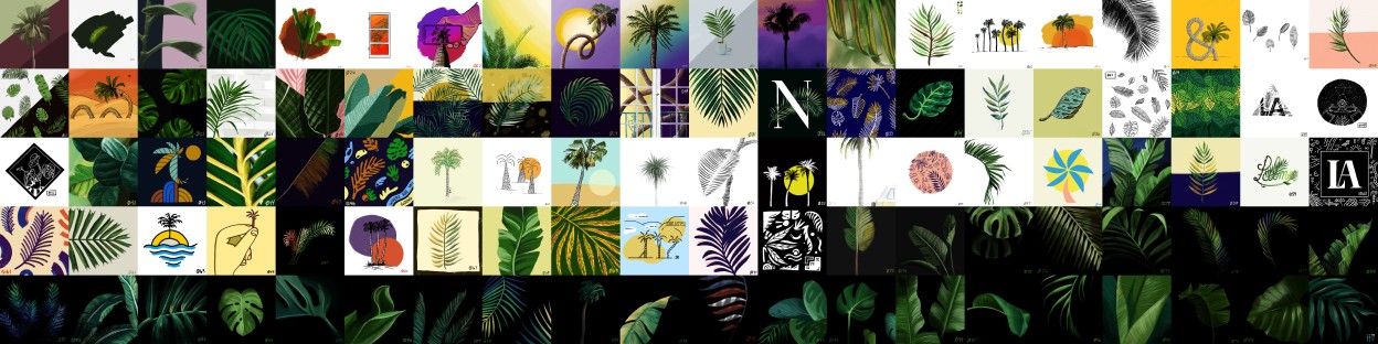 A 100-day project drawing palm trees