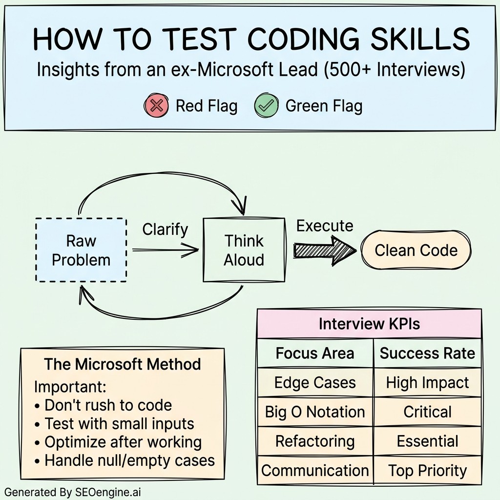 Infographic: How to test coding skills (from an ex-Microsoft leader, taken 500+ interviews)